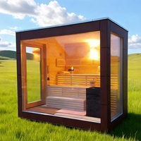 Sauna en cèdre rouge avec étagère, sauna en bois pour l'affichage de marchandises et la décoration