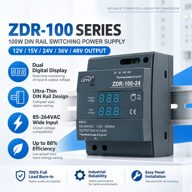 High Quality 100W Din Rail Switching Power Supply 110V-220V AC to DC 12V 24V 36V 48V Single Output Power Source for Laboratory