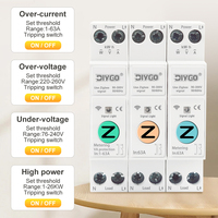 Interruptor de Circuito Inteligente DIY GO Mini de Plástico Zigbee/WiFi 63A 1P+N con Medidor de Energía, Medición de KWh, Relé Temporizador y Control TUYA