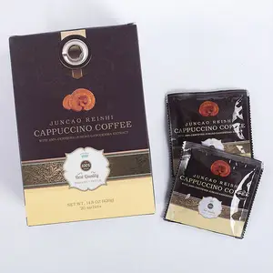 OEM vendita calda Instant Reishi Mushroom Ganoderma Lucidum Box Packaging caffè istantaneo Reishi Cream Cafe 3 En 1 Mix di caffè pronto