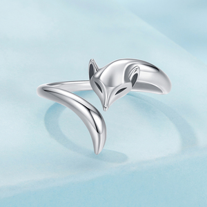 Anillo Plateado con Forma de Zorro, Diseño Animal Moderno, Joyería Unisex de Moda, Regalo para Uso Diario - Product Image 3