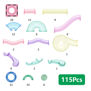 مجموعة مسار الرخام المغناطيسي بالجملة من Mntl، 115 قطعة بألوان الجيلي، مجموعة بناء مسار سباق الرخام، ألعاب متاهة بقطع مغناطيسية - Product Image 2