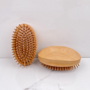 Cepillo de <span class=keywords><strong>Pelo</strong></span> Ovalado Compacto de Madera para Mujer con Cerdas de Jabalí, Cojín de Aire, Desenreda, Marca Privada, Peine de Masaje Capilar para un Mejor Cuidado del Cabello - Product Image 3