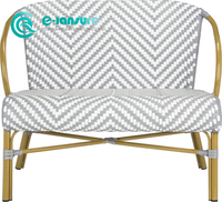 Mobilier de jardin Banc à cadre en aluminium de haute qualité Banc élégant en rotin pour patio Banc de loisirs long pour villa Hôtel Cour