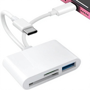 Adaptateur OTG double interface 5 en 1 <span class=keywords><strong>USB</strong></span> C et iOS, lecteur de carte SD TF pour <span class=keywords><strong>iPhone</strong></span> 16 15 14 iPad Mac Android Phone Tablet - Product Image 1