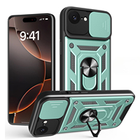 Coque de téléphone antichoc en TPU et PC avec fenêtre coulissante pour iPhone 16E, support magnétique pour voiture, vente chaude