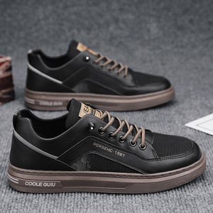 Chaussures en cuir décontractées, baskets blanches pour hommes, chaussures blanches respirantes et polyvalentes, chaussures de sport légères - Product Image 3