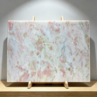 Dalle de marbre naturel rose et blanc, finition mate, plateau de table en pierre de luxe, décoration intérieure, dalle de marbre naturel sur mesure