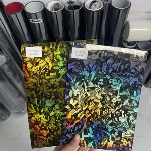 <span class=keywords><strong>Film</strong></span> adhésif pour voiture en fibre de carbone forgée auto-réparante, finition brillante, effet laser arc-en-ciel or/noir, motif floral, rouleau de vinyle DIY, autocollant pour véhicule - Product Image 4