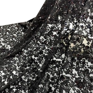 Tulle blanc de haute qualité pour mariage, sac de mariée, col en dentelle brodée avec des paillettes et des perles, tissu en gros - Product Image 3