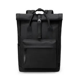 레드 노트북 배낭 가방, 맞춤형 도난 방지 확장 롤탑 배낭