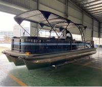 Plateforme flottante de luxe en aluminium soudé de 8,2 m (27 pieds) pour bateaux à moteur hors-bord, idéale pour les sports nautiques et les fêtes.