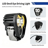 Projecteur de travail LED 30W, éclairage extérieur automobile, feux de roche, Pixel Halo Demon Eye 6500K IP67 10-60V DC, tout-terrain 4x4 12V 24V Spot