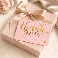 Cartes de remerciement personnalisées rose clair avec script doré pour les commandes de boutique en ligne, ensembles en gros pour insertion dans les emballages