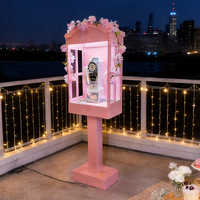 Décoration de fête ZKAI, cabine téléphonique rose vintage, livre d'or audio, laissez un message, stand de cabine téléphonique