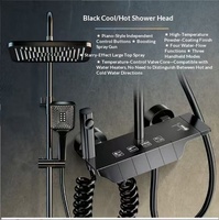 Système de douche gris anthracite avec affichage LED de la température, pommeau de pluie carré, douchette à touches piano, mitigeur de douche pour projets hôteliers