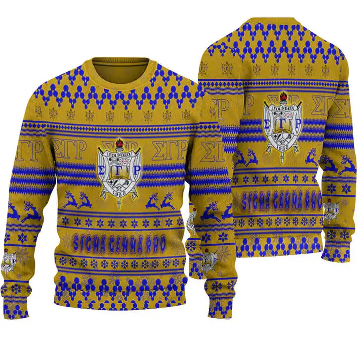 Suéter de punto de Navidad Sigma Gamma Rho recién llegado, venta al por mayor, suéteres de hombre de talla grande personalizados, suéter de Navidad feo