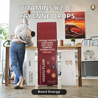 Compléments alimentaires liquides OEM pour adultes Vitamines K2 D3 Poivre de Cayenne Gestion énergétique à base de plantes Bouteille de 60 ml Shaanxi 2 ml