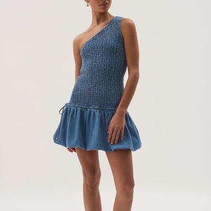 Nuevo Vestido Mini de Verano para Mujer, Estilo Retro, de Mezclilla Lavada, sin Espalda, Tipo Top Tubo, sin Mangas, Estilo Globo, para Damas - Product Image 2