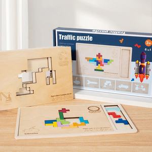 Offre Spéciale Animal Trafftc Building Block Puzzle Jeu d'entraînement logique Préscolaire Magination Formes Puzzle Jouet pour enfants Jigsaw - Product Image 5