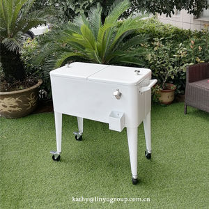 Carrito Enfriador de Bebidas Portátil con Ruedas para Exteriores, de 80 Cuartos, Color Blanco, para Patio, <span class=keywords><strong>Nevera</strong></span> Móvil para Hielo, Cerveza, Refrescos - Product Image 3