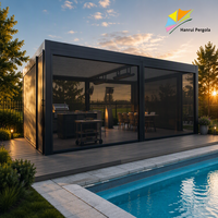 Pergola motorisée en aluminium thermolaqué, arche de protection solaire extérieure pour jardin, patio, villa