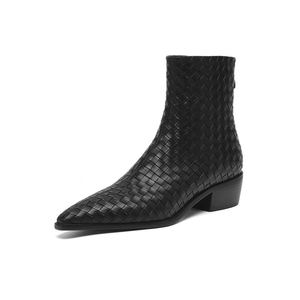 Cialisa Big Size 48 Shoes Fashion Weave <strong>Women</strong> Ankle <strong>Boots</strong> 2025 Autumn Winter Pointed Toe Dress Zipper Lady Mid Heel Short <strong>Boots</strong> - Product Image 6