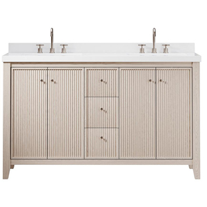 <span class=keywords><strong>Mobile</strong></span> <span class=keywords><strong>Bagno</strong></span> Moderno in Legno Massello Scanalato con Top in Pietra Bianca |   Certificato UPC, Disponibile in Diverse Misure - Product Image 2