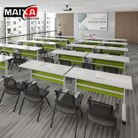 Table de conférence pliable en MDF écologique verte, table de formation mobile, mobilier de bureau moderne pour les établissements d'enseignement