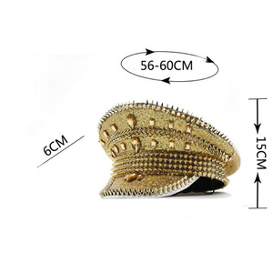 Nuevos sombreros de capitán <span class=keywords><strong>Steampunk</strong></span> hechos a mano, <span class=keywords><strong>sombrero</strong></span> de novia de sargento para <span class=keywords><strong>mujer</strong></span>, gorras decorativas de Carnaval con diamantes de imitación para Festival de boda - Product Image 5