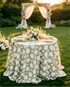 Low MOQ Wholesale Custom Printed Plant Pattern Tablecloth Cotton Linen Polyester Round <strong>Table</strong> <strong>Cover</strong> for Wedding Birthday Party - Product Image 2