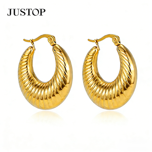 Trending hoop OEM/OEM Waterproof Stainless Steel Gold Plating hypoallergenic Fashion Jewelry supplier 14k 18k gold <b>earrings</b> - Product Image 1