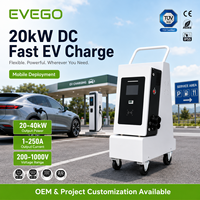 Station de recharge pour véhicules électriques EVEGO IP55 avec écran tactile de 7 pouces, 20 kW, OCPP 2.0.1, compteur intelligent mobile, refroidissement par ventilateur, chargeur DC pour voiture électrique