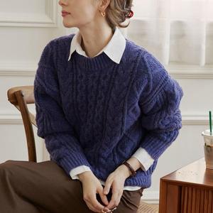 Trung Quốc Hàng Dệt Kim Nhà Máy Mùa Thu Mùa Đông Chunky Đan Len Pha Trộn <span class=keywords><strong>Irish</strong></span> Áo Len Tùy Chỉnh Mỹ Crewneck Cáp Đan Len Jumper Phụ Nữ - Product Image 1