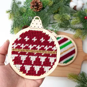 6 pcs Christmas Macrame Hanging for Beginners Christmas Tree Decor DIY Embroidery Circle Board