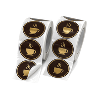 Autocollant en vinyle adhésif découpé sur mesure pour les étiquettes d'emballage de café et de boissons, résistant à l'huile, certifié RoHS, logo personnalisé