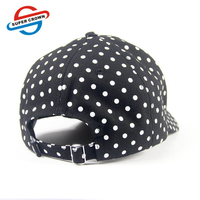 Casquette de baseball en toile à pois personnalisée en gros, 6 panneaux, réglable, unisexe, mode décontractée pour hommes et femmes