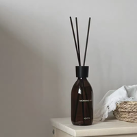 Bouteilles diffuseurs en verre noir/ambre de 200 ml, rechargeables, avec bâtonnets diffuseurs, pots diffuseurs pour huiles essentielles à domicile