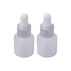cosmetic package mini dropper glass bottles 15ml 30ml clear frosted color white dropper empty essential oil glass bottle