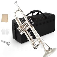 Bb Trumpet for School Students Adults Children Beginner Silver-plated Brass Instrument for Grade Exam Preparation First-time