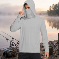 Vente en gros de sweat-shirts à capuche pour hommes avec protection solaire UPF 50+, masque intégré, séchage rapide, manches longues, chemise de pêche performante, haut anti-UV