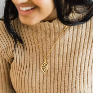 Hollow INDEED I AM Near Qur'an Verse Collar de caligrafía <span class=keywords><strong>árabe</strong></span> Al Bakarah Collar islámico Eid Regalo para su colgante Islámico - Product Image 3