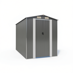 Caseta de Jardín de Acero Galvanizado Gris Claro 75.6x140.6x87.8 Pulgadas, Solución de Almacenamiento - Product Image 1