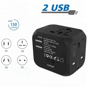 DE negro nos UE Reino Unido internacionales universal de viaje adaptador de corriente con 2 puertos usb cargador - Product Image 3