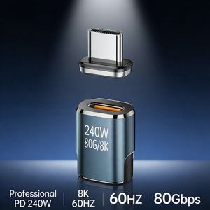 Adaptateur magnétique USB4.0 USB-C - Données 80 Gbps, charge rapide PD 240 W, convertisseur Type C 8K 60 Hz pour ordinateur portable - Product Image 1