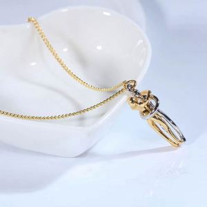 Collar de Moda con Colgante de Pareja Abrazada en Acero Inoxidable Plata 925, Cadena de Serpiente, Unisex, para Bodas, Fiestas, Regalo de San Valentín, EE. UU. - Product Image 5