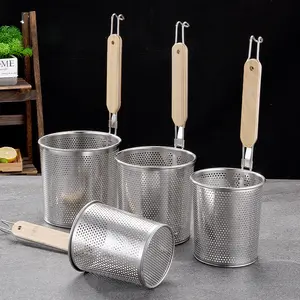 Saringan Penyaring Jala Stainless Steel, Penyaring Pasta, Mi Pangsit, Keranjang Jaring Baja Tahan Karat