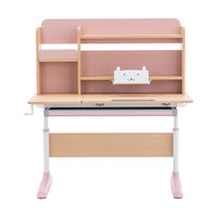 Bureau et chaise d'apprentissage ergonomiques en bois rose avec étagère, ensemble d'étude réglable en hauteur pour enfants, pour chambre à coucher