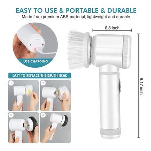 Brosse de nettoyage électrique sans fil avec 5 têtes de brosse remplaçables pour douche électrique à main - Product Image 4