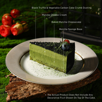 Gâteau Mousse au Fromage Naturel Crémeux Faible en Gras au Thé Matcha, Truffe Noire et Miel, 8 Pouces, 850g, 10 Tranches, Boîte, Supermarché